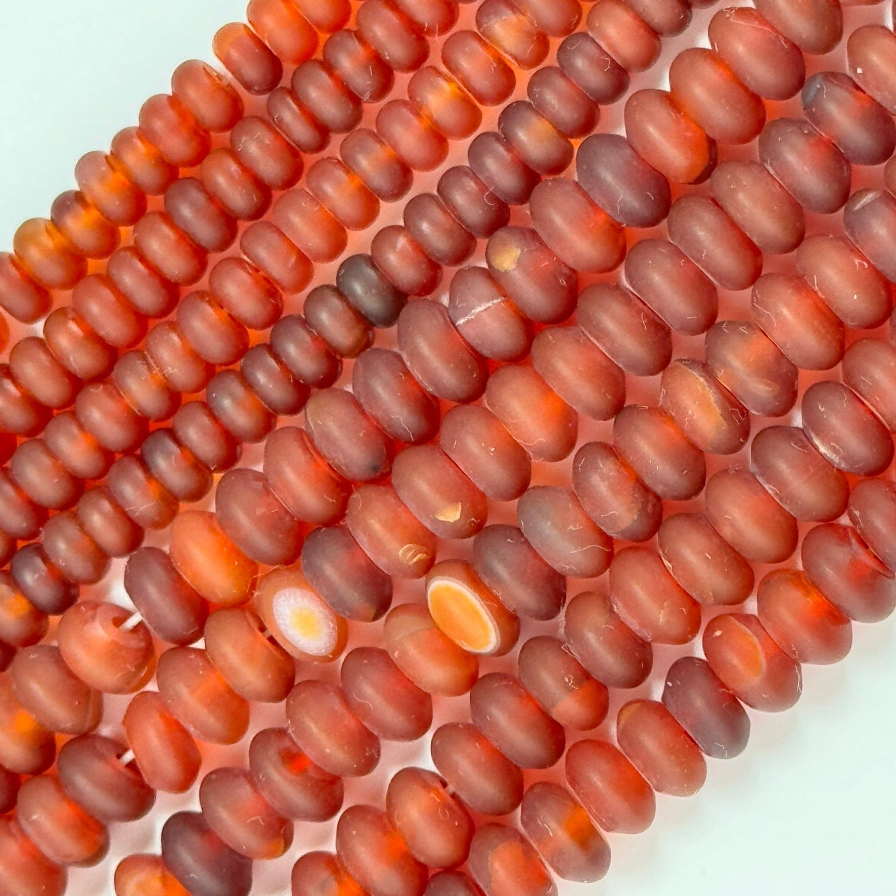 Carnelian Frosted Rondelle Beads image 4