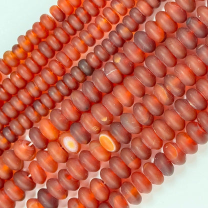 Carnelian Frosted Rondelle Beads image 4