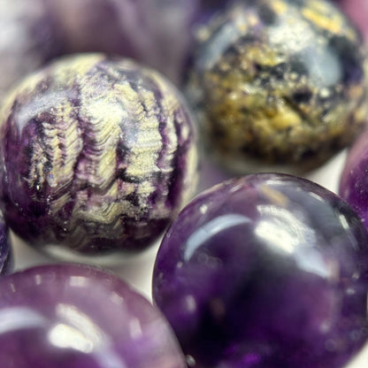 Purple Fluorite Polished  Round Beads image 5