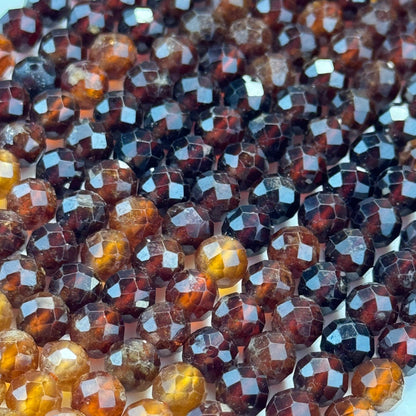 Hessonite Garnet Faceted Round Beads (Color B) image 4