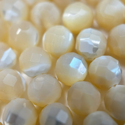 Beige Mother of Pearl Faceted Round Beads image 5