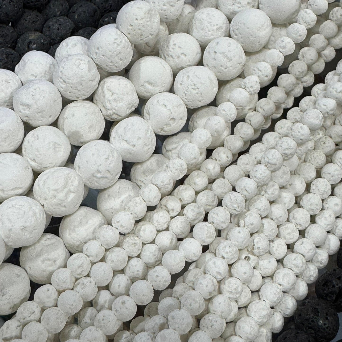 White Lava Stones Beads - Round Shape Beads