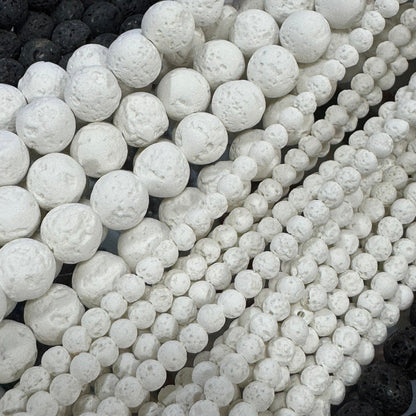 White Lava Stones Beads - Round Shape Beads