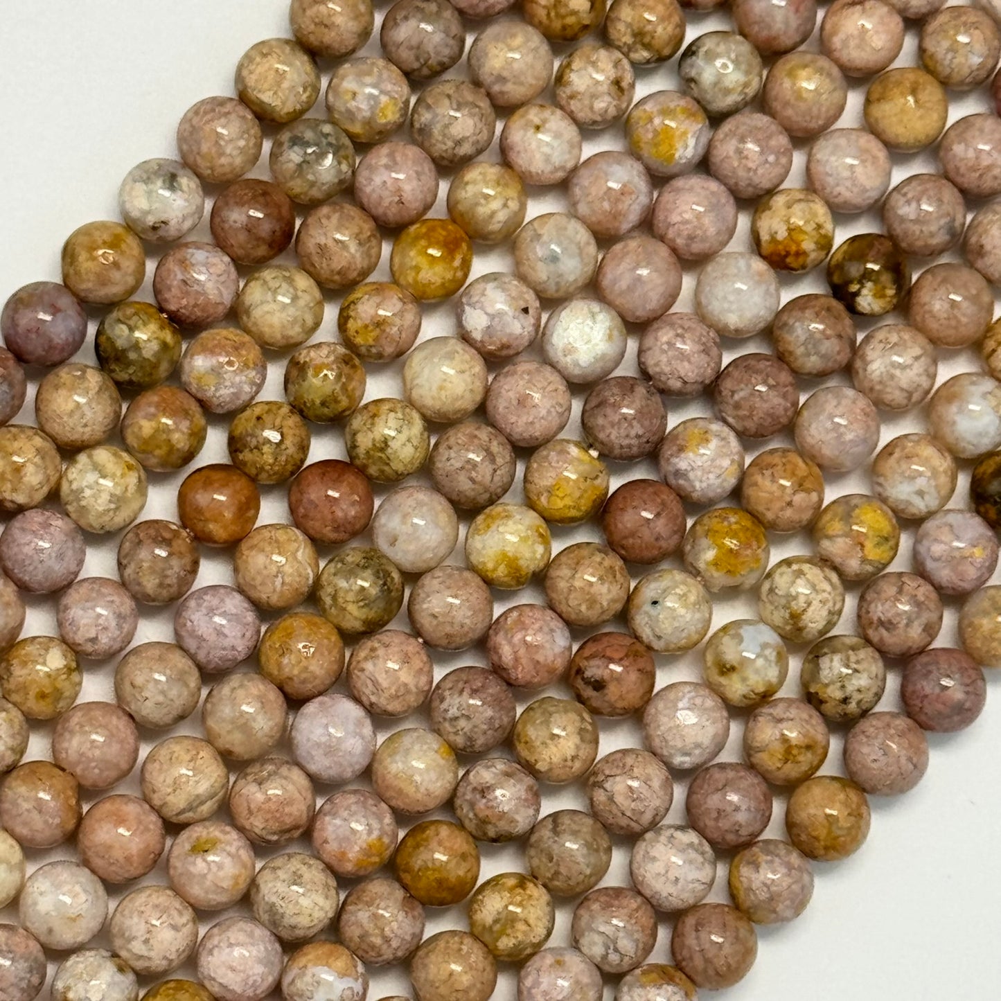 Pink Sakura Chalcedony Polished Round Beads image 3