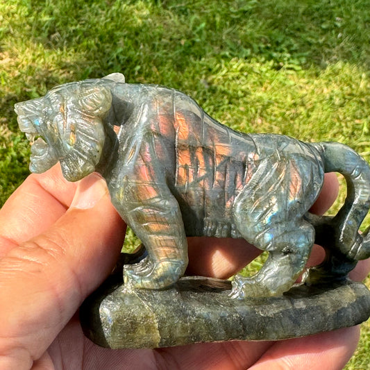 Labradorite Tiger Carving (4 x 2.5 inches) image 0