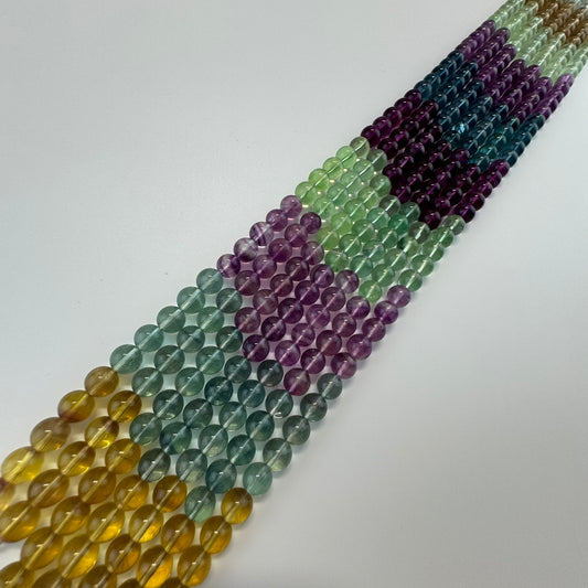 Rainbow Fluorite Beads - Polished Round - (AAA Quality)