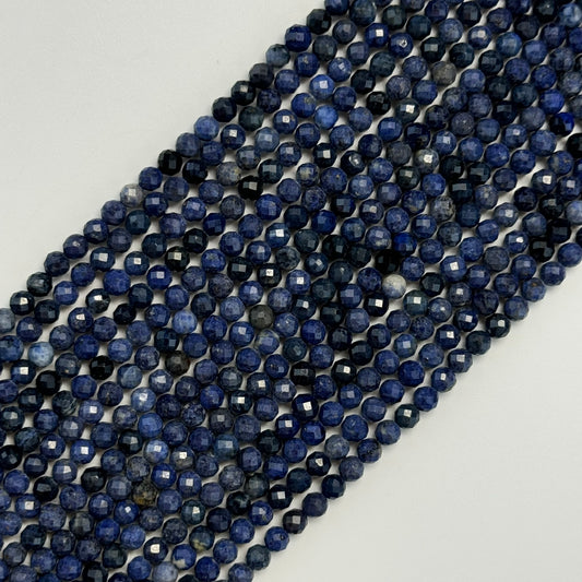 Dumortierite Faceted Round Gemstone Beads - (AB Quality)