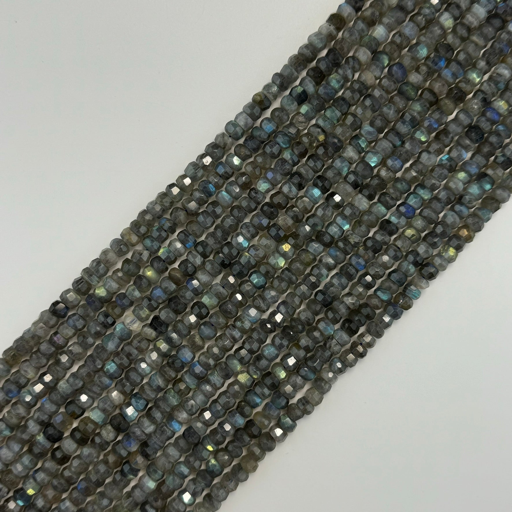 Labradorite Single Cut Faceted Rondelle Beads (High Quality) image 7