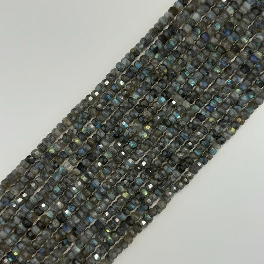 Faceted Labradorite Single Cut Rondelle Beads (AA Quality)