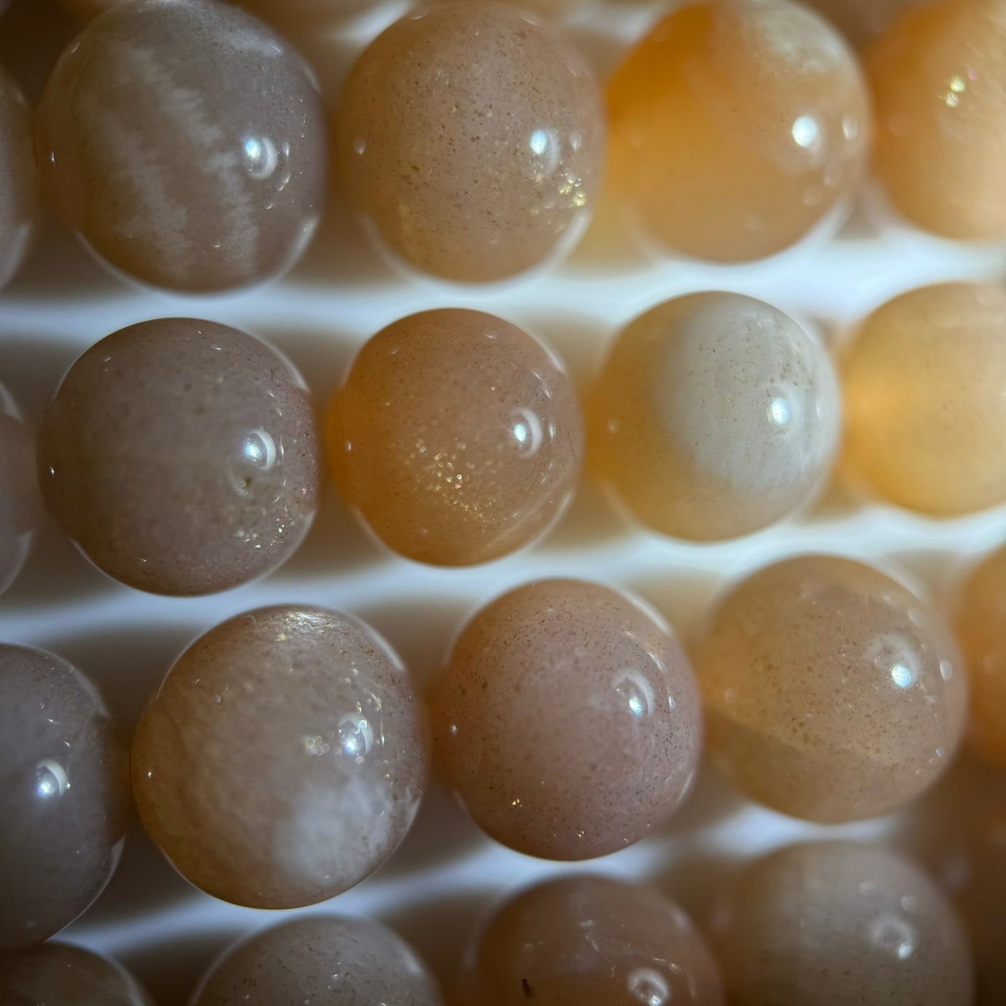 Sunstone & Moonstone (Peach) Polished Round Beads image 1