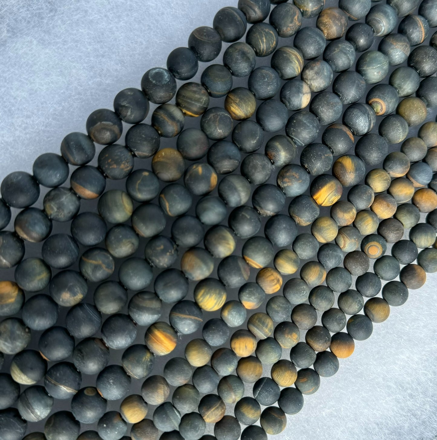 Blue Tiger's Eye Frosted Round Beads image 0
