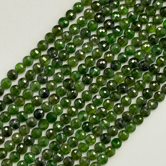 Diopside Faceted Beads - Lentil Shape