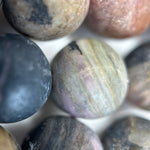 Dendritic Rhodonite Frosted Round Beads image 2