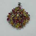 Multicolor Sapphire & Ruby Pendant in 925 Sterling Silver image 8