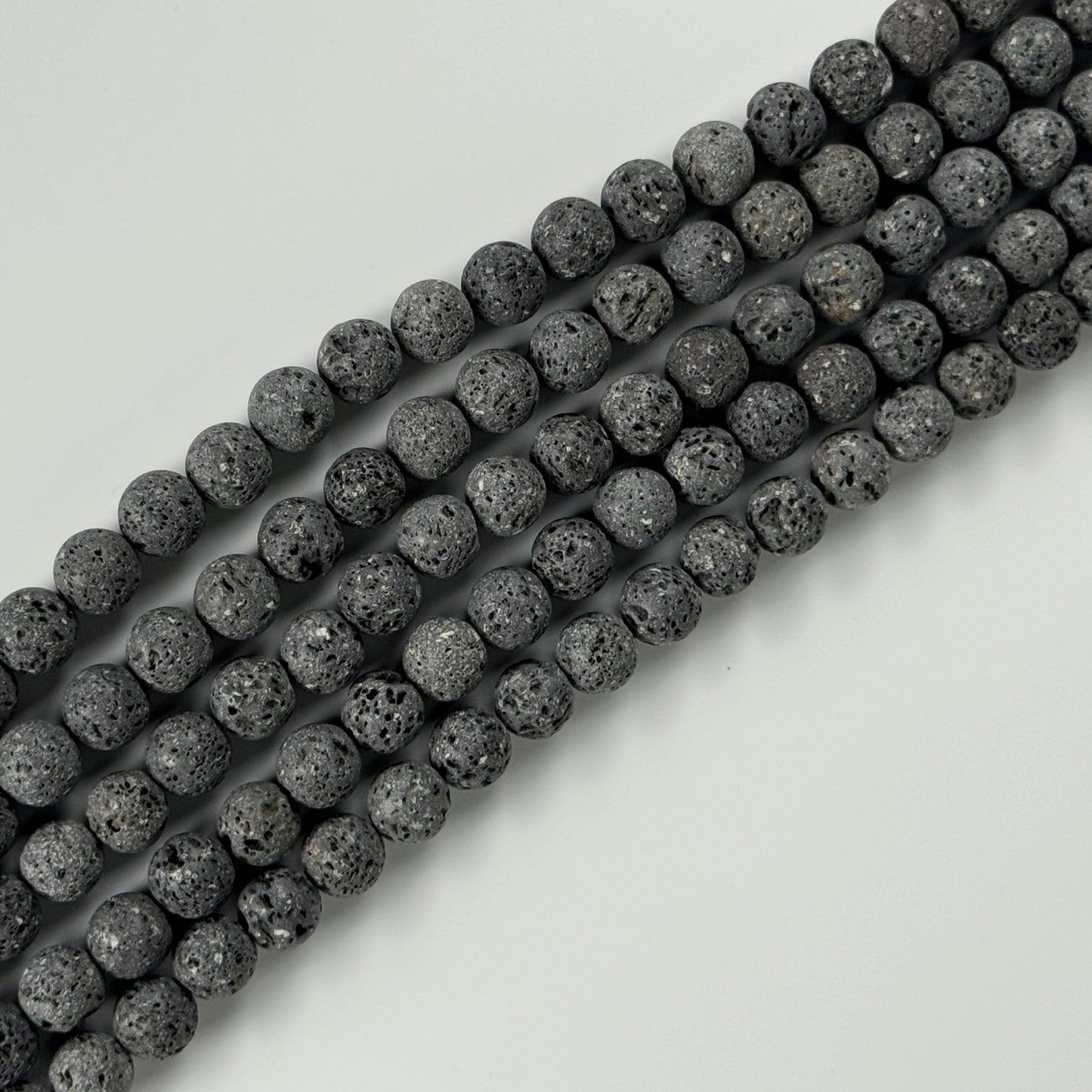 Black Lava Stones Unwaxed Round Beads image 4