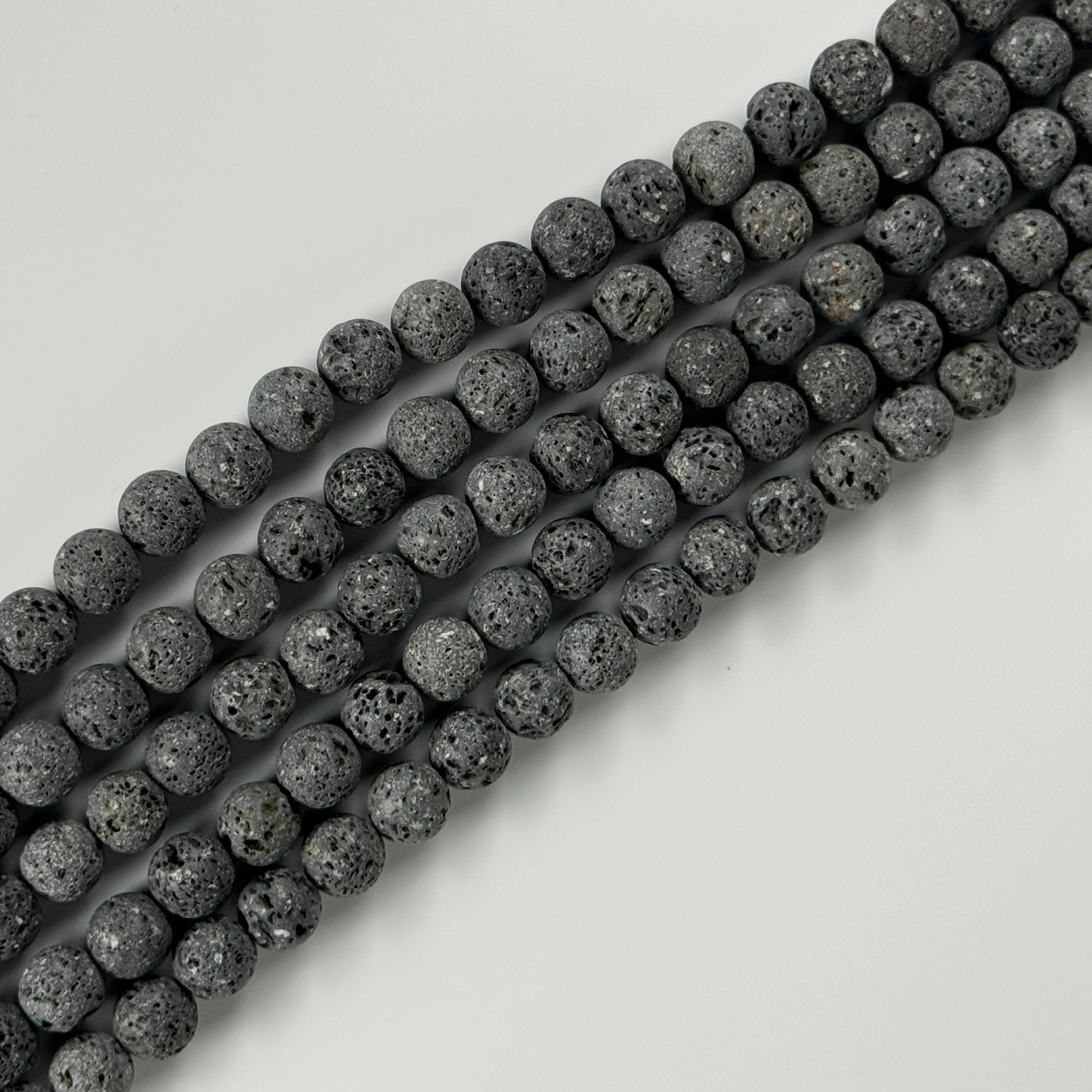 Black Lava Stones Unwaxed Round Beads image 4