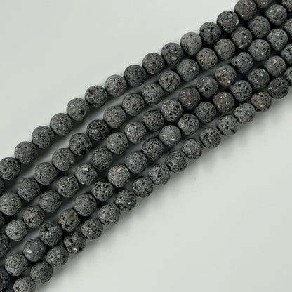 Black Lava Stones Unwaxed Round Beads image 4