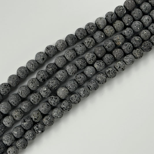 Black Lava Stones Beads - Unwaxed Round Beads