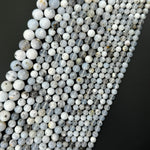 Dendritic White Chalcedony Polished Round Beads image 5