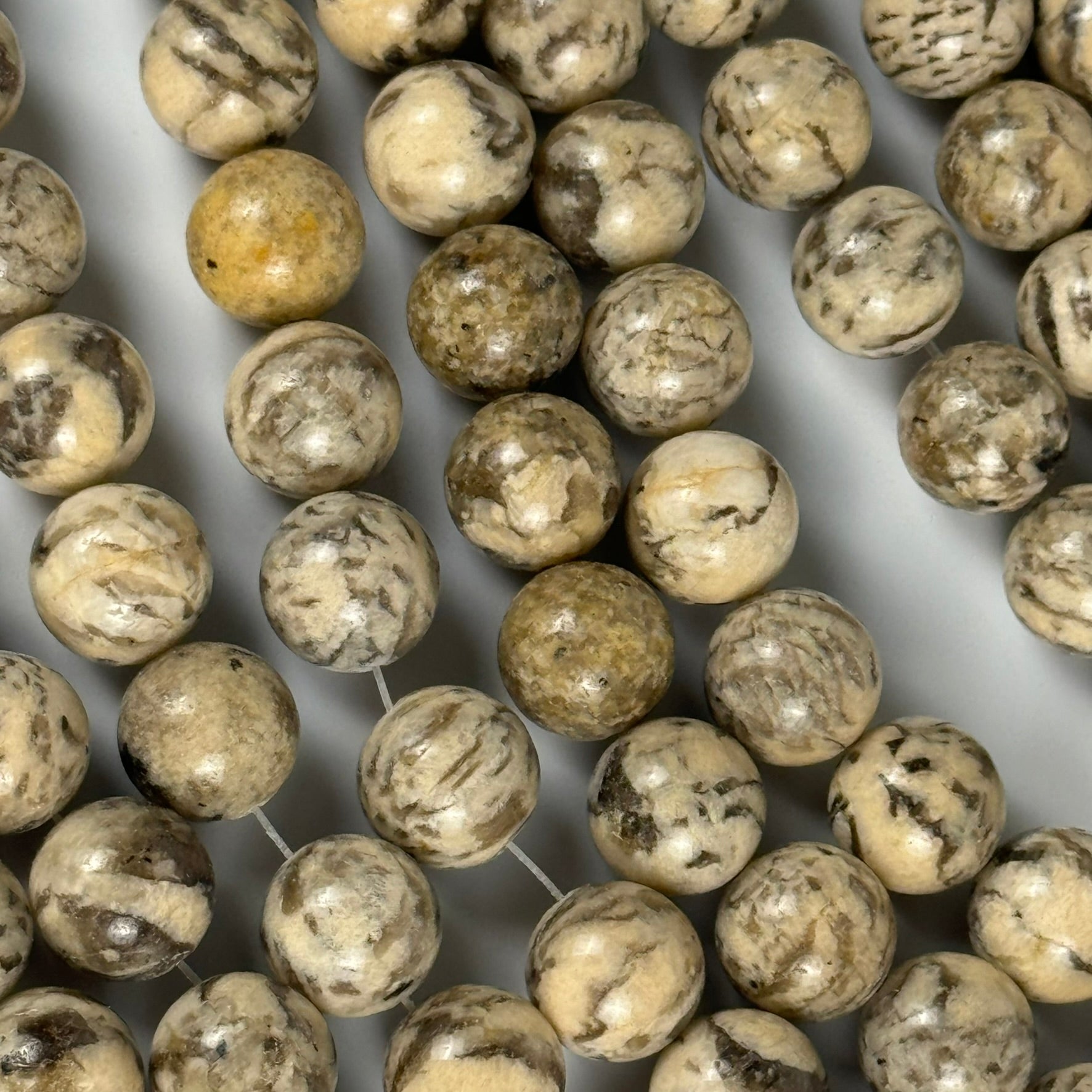 Beige/Cream Feldspar Polished  Round Beads image 3