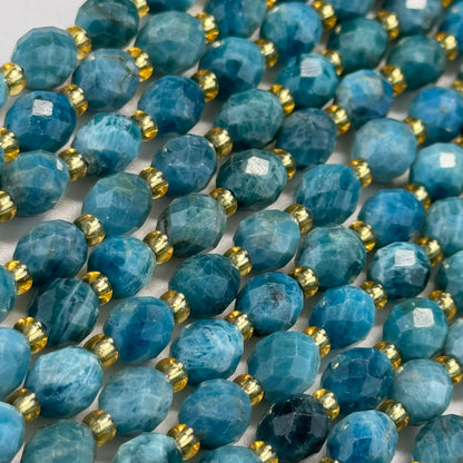 Blue Apatite Faceted Barrel 8 Beads image 4