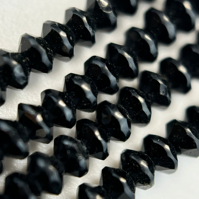 Black Tourmaline Space Ship Beads - Unique Design Gemstone Beads