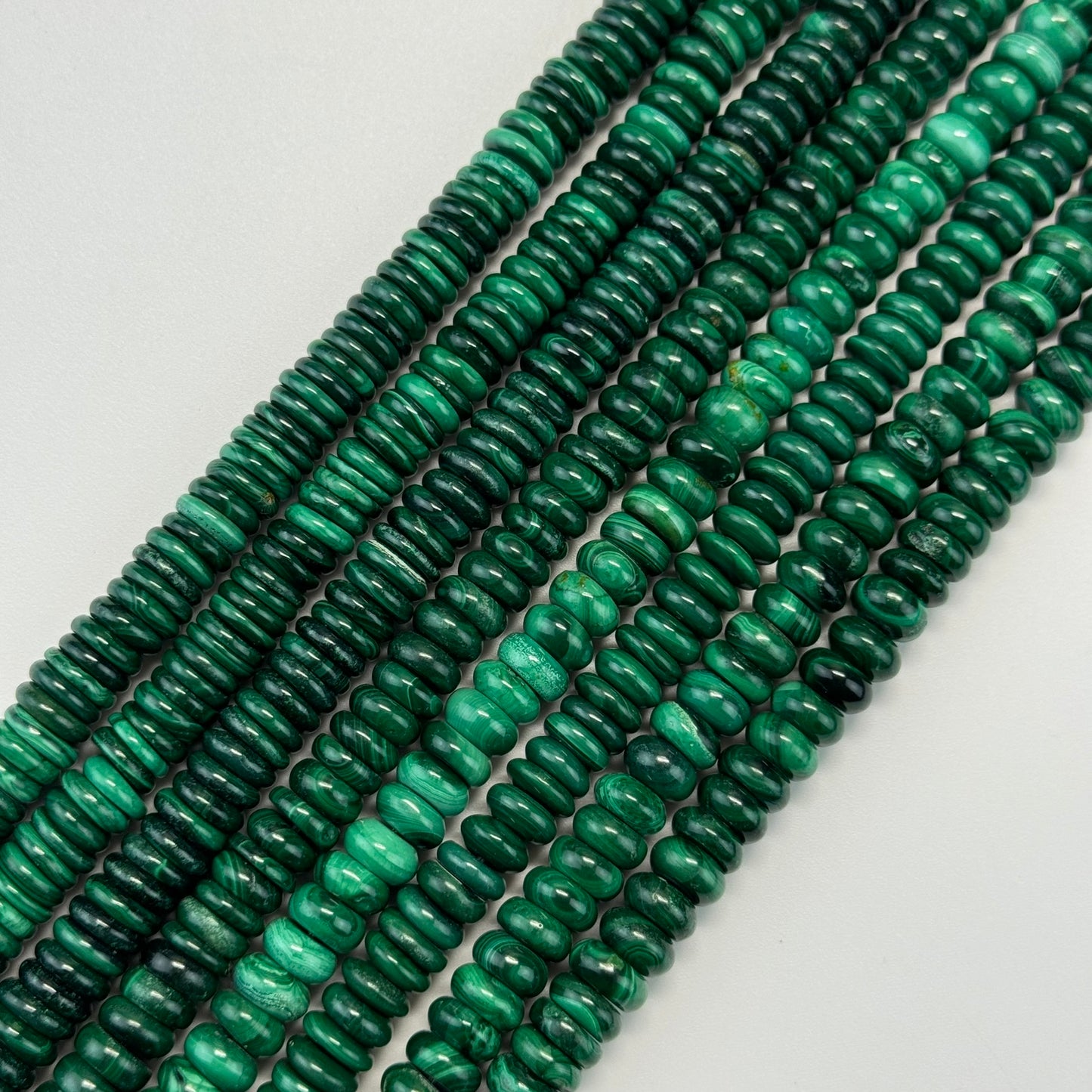 Malachite Rondelle Polished Beads image 3