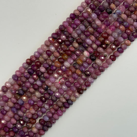 Ruby Faceted Rondelle Precious Stone Beads - (AAA Quality)