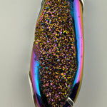 Titanium-Coated Druzy Pendant with Three Blue Zircons image 1