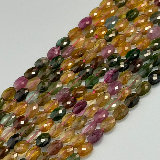 Tourmaline Faceted Oval Beads - (AA Quality)
