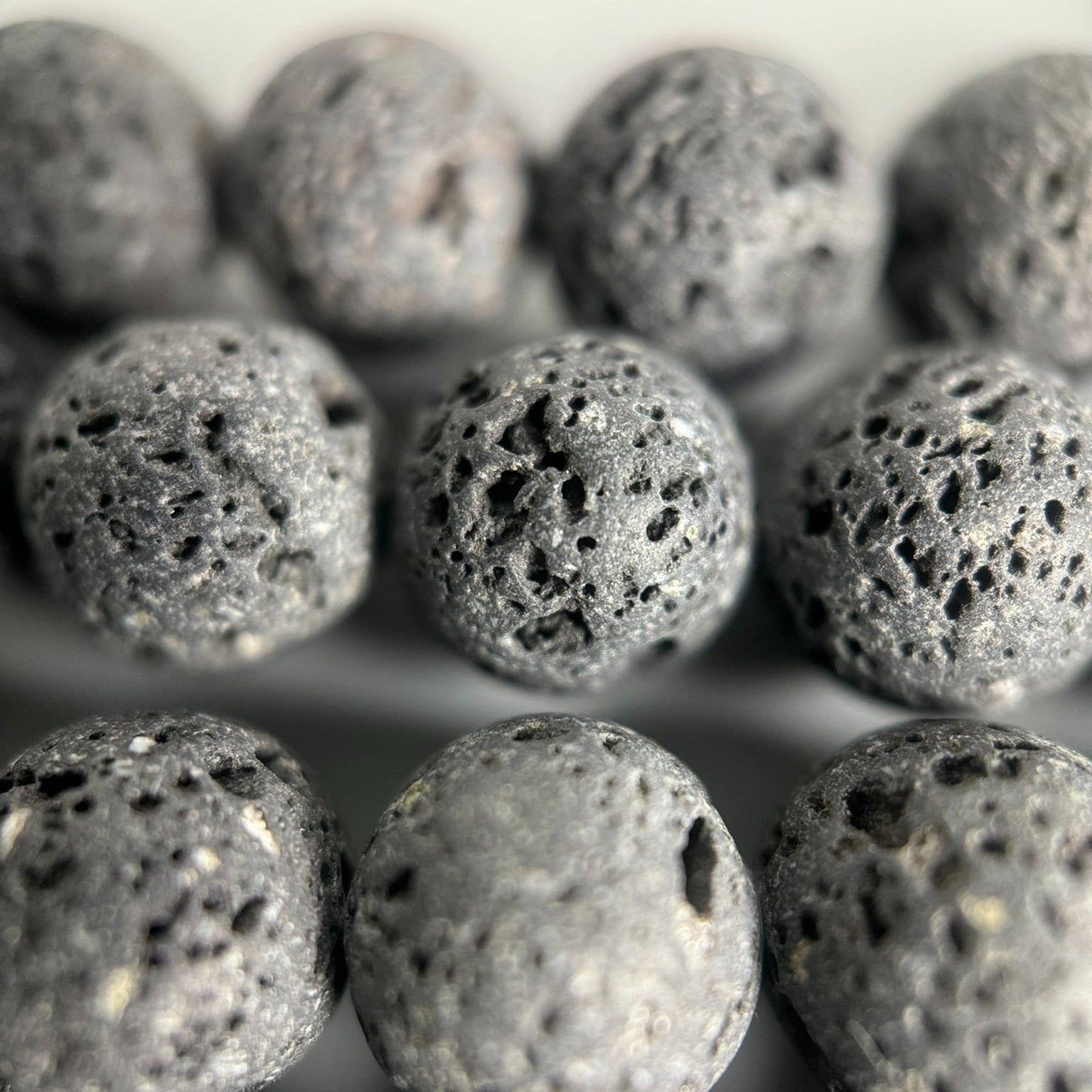 Black Lava Stones Unwaxed Round Beads image 1