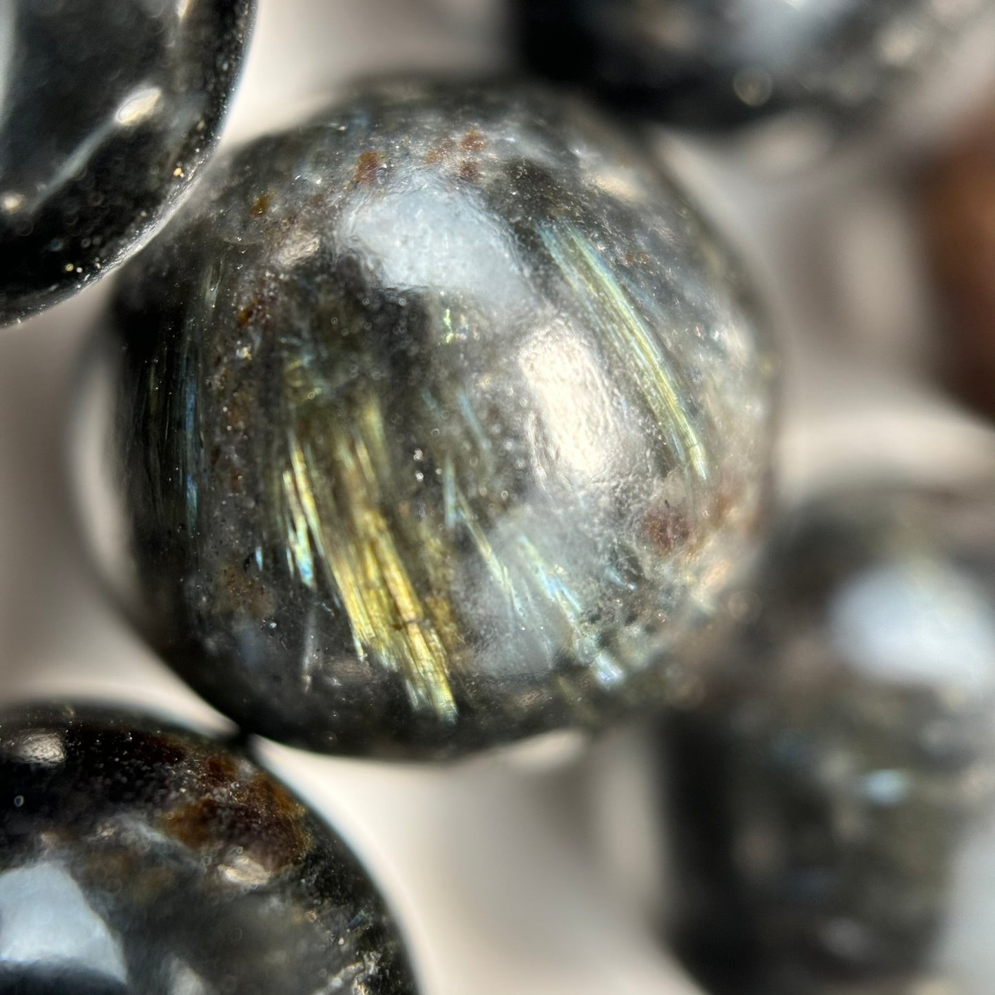 Arfvedsonite Polished Round Beads image 1