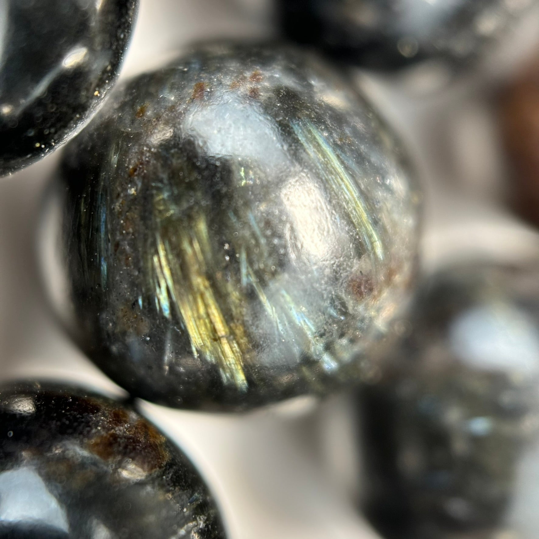 Arfvedsonite Polished Round Beads image 1