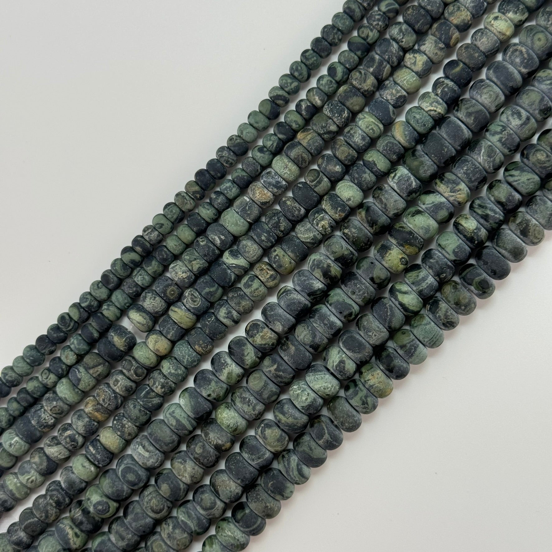 Kambaba Jasper Frosted Rondelle Beads image 3