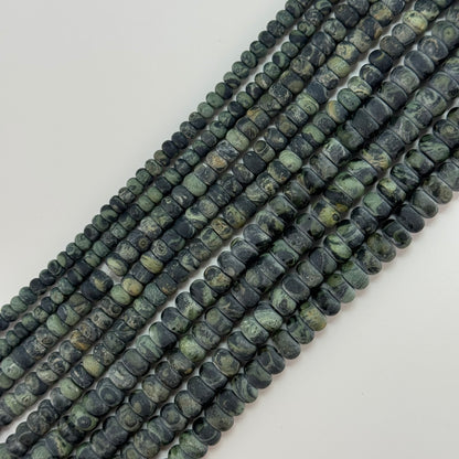 Kambaba Jasper Frosted Rondelle Beads image 3