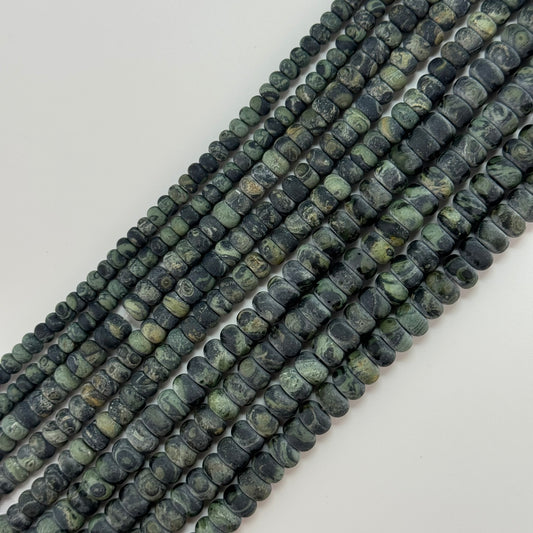 Jasper Kambaba Crocodile Frosted Rondelle Beads (A Quality)