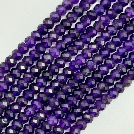 Faceted Amethyst Rondelle Beads (6x4mm) image 0