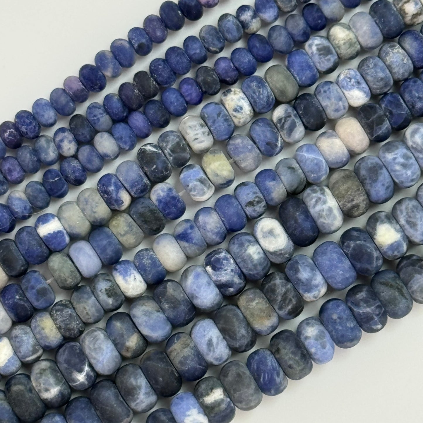 Sodalite Frosted Rondelle Beads (6-10mm) image 0