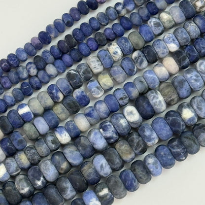 Sodalite Frosted Rondelle Beads (6-10mm) image 0