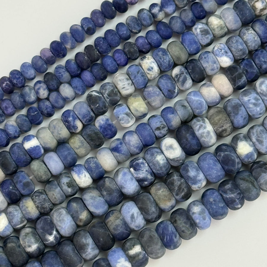 Sodalite Frosted Rondelle Beads (6-10mm) image 0
