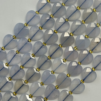 Blue Chalcedony Faceted Heart Shape Beads image 4