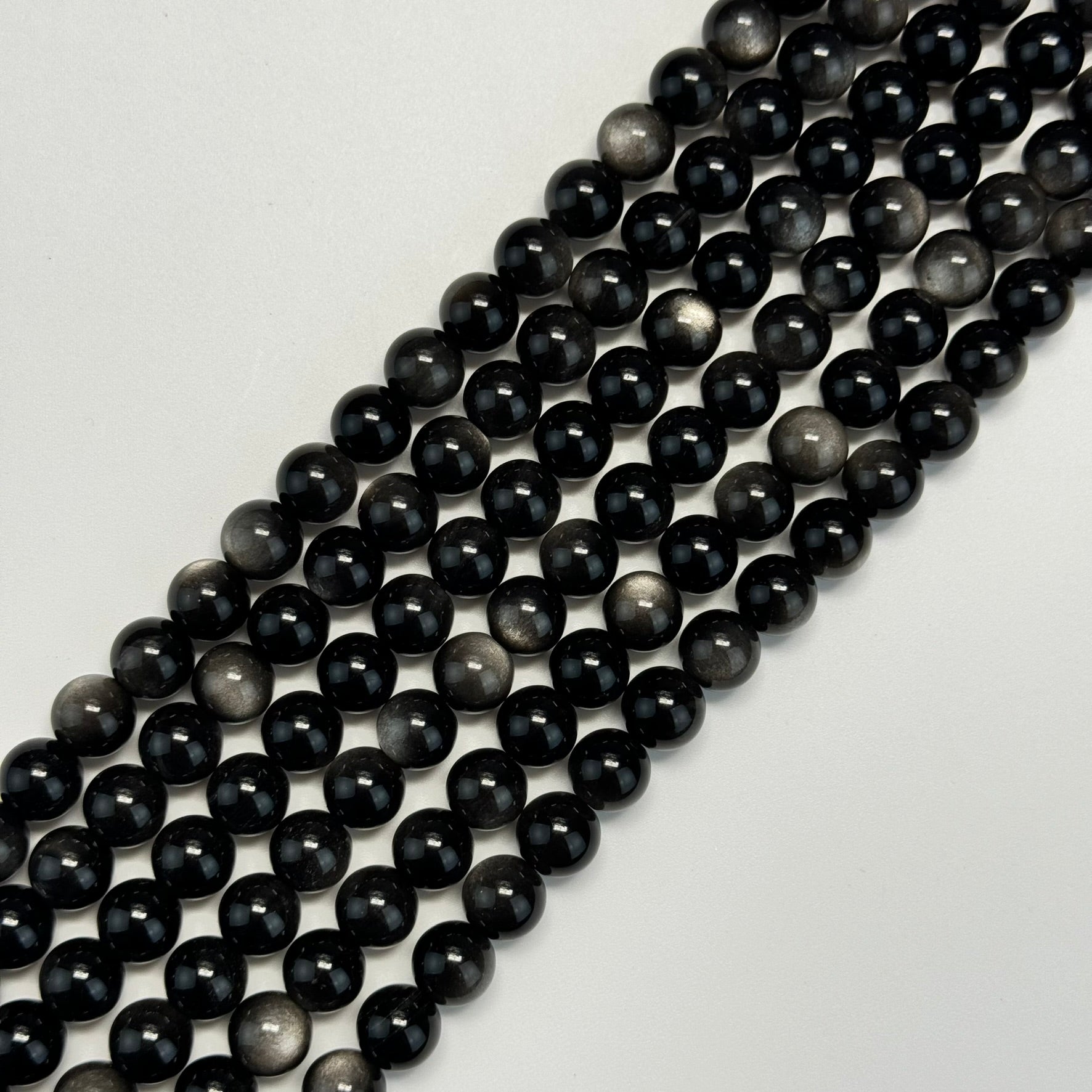 Silver Sheen Obsidian Polished Round Beads image 2