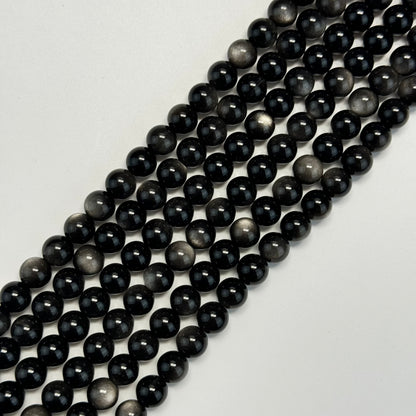 Silver Sheen Obsidian Polished Round Beads image 2