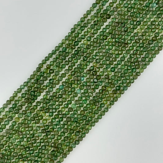 Green Apatite Faceted Round Beads - (AA Quality)