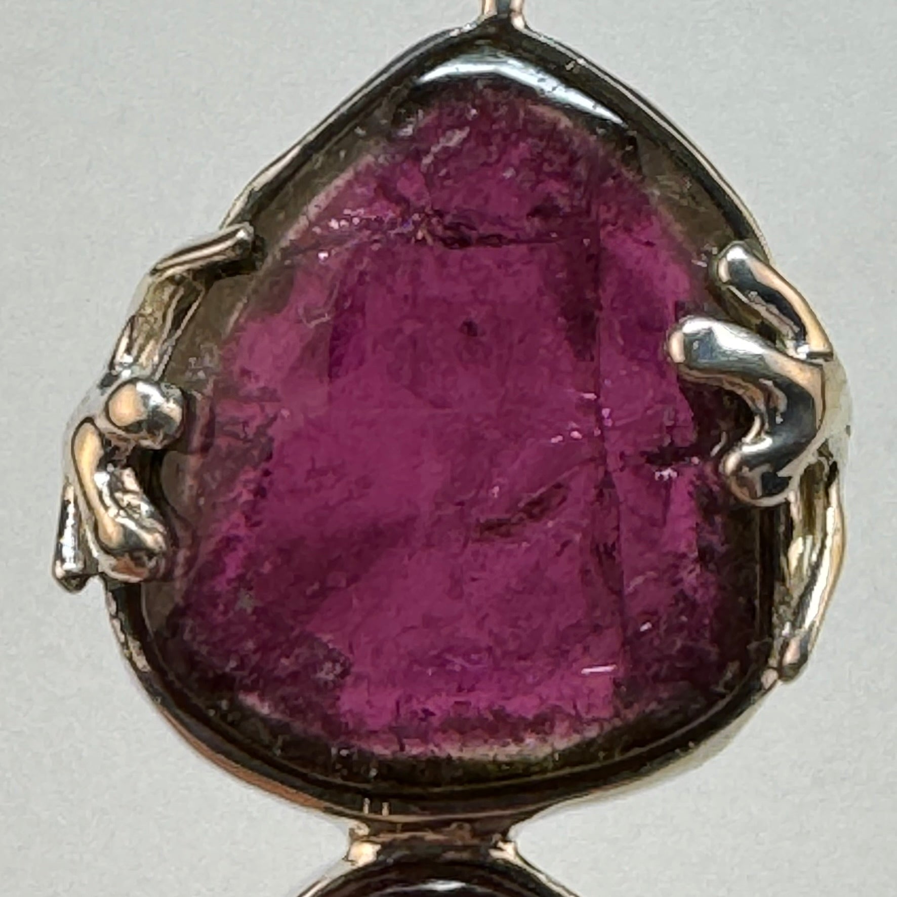 Triple Gemstone Pendant: Watermelon Tourmaline, Mexican Fire Agate & Pink Spinel image 7