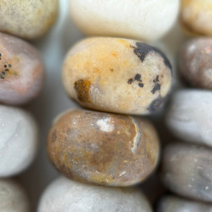 Beige Crazy Lace Agate Frosted Rondelle Beads image 4