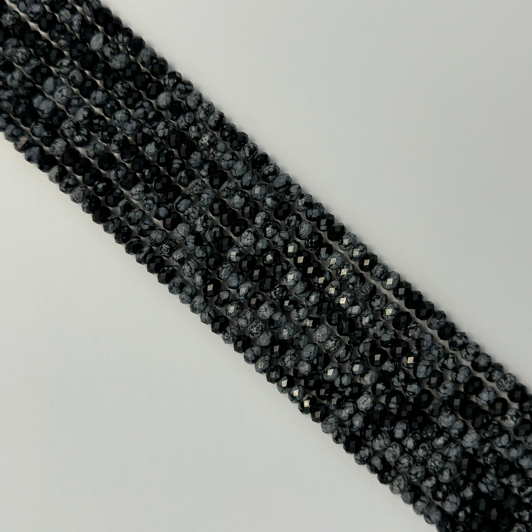 Snowflake Obsidian Faceted Rondelle Beads image 7