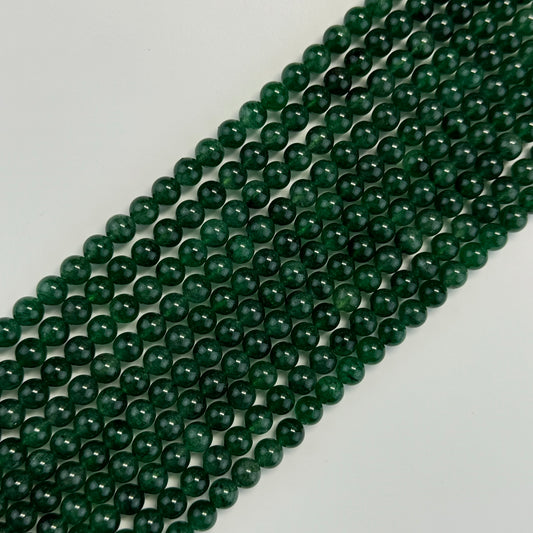 Green Strawberry Quartz Polished Round Beads