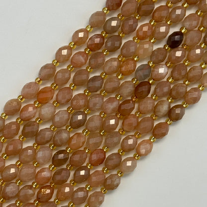 Moonstone Sunstone Faceted Barrel 8 Beads image 6