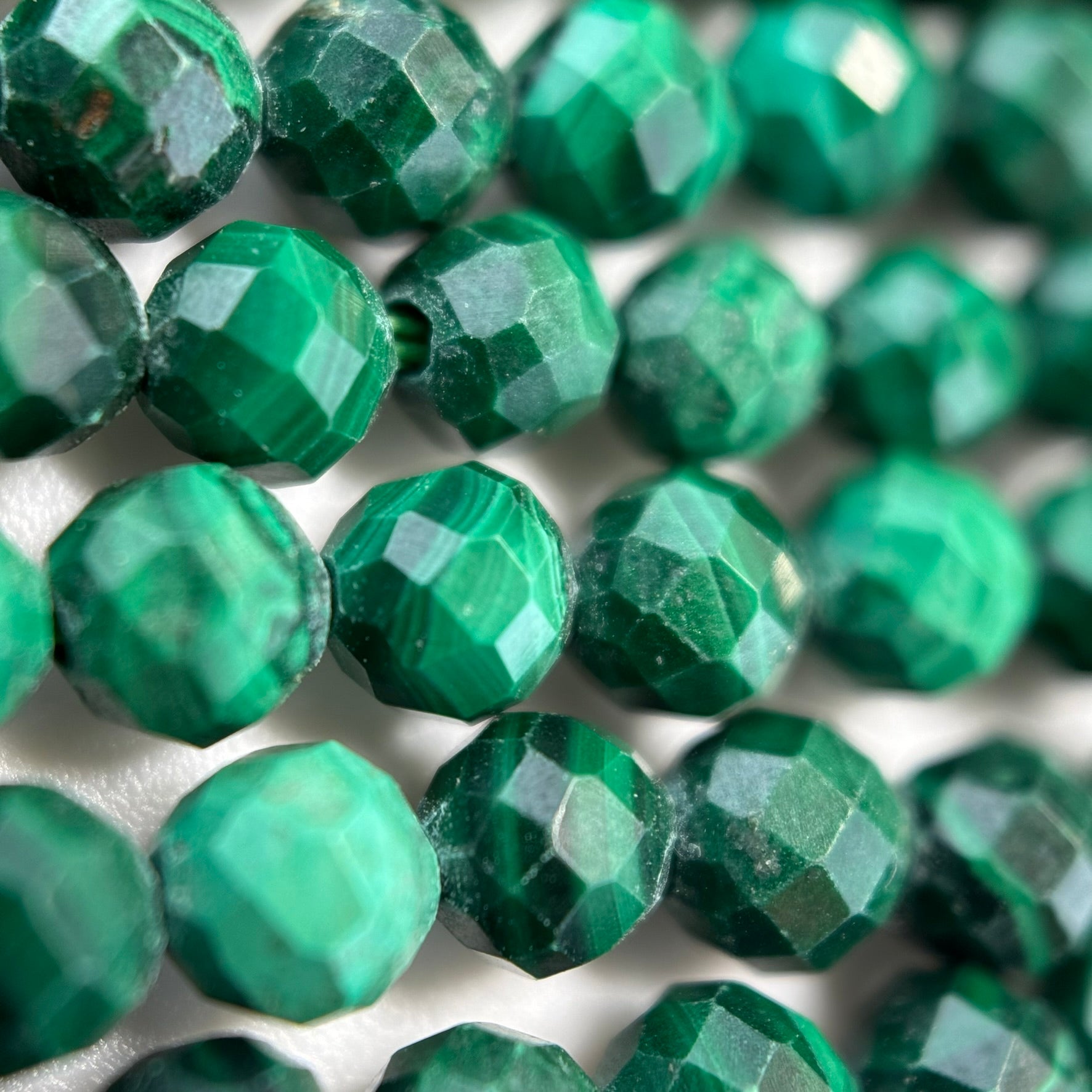 Malachite Faceted Round Beads (4mm) image 1